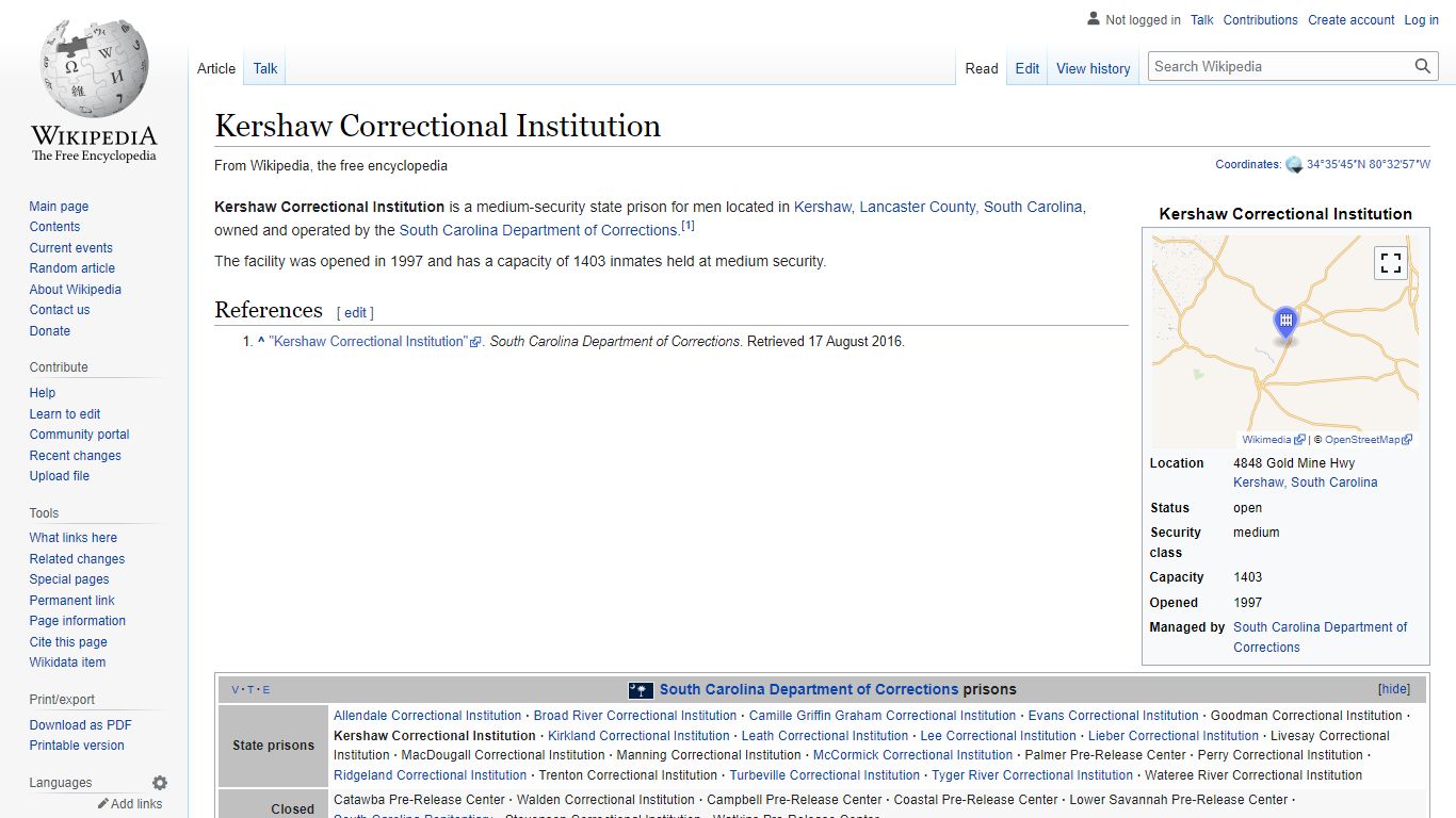 Kershaw Correctional Institution - Wikipedia