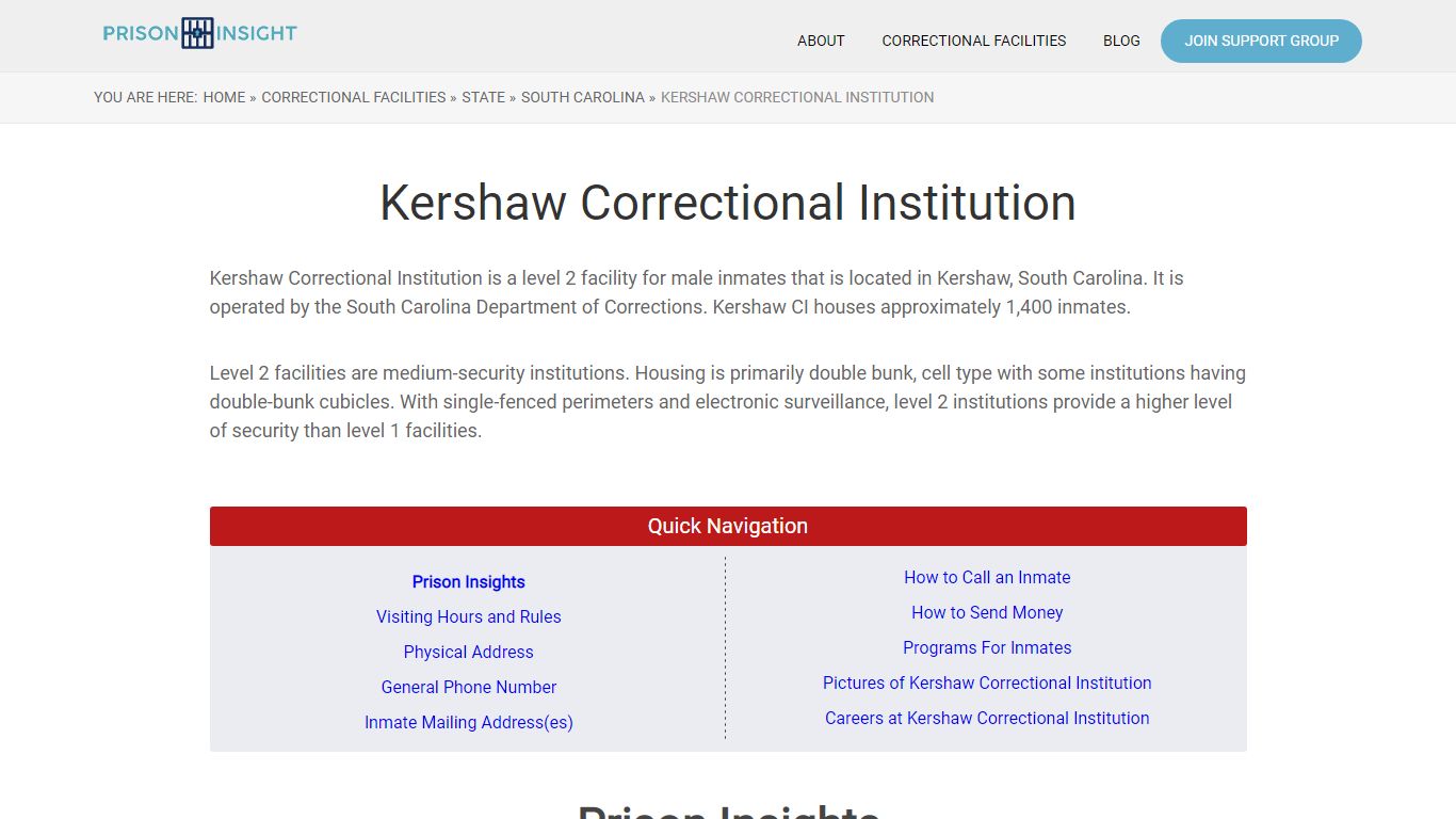 Kershaw Correctional Institution - Prison Insight