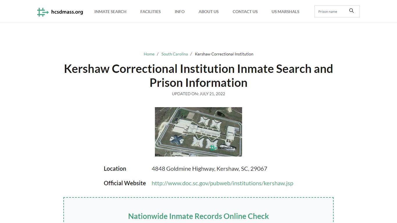 Kershaw Correctional Institution Inmate Search, Visitation, Phone no ...